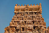 The great Chola temples of Tamil Nadu - The Brihadishwara Temple of Thanjavur. The first (outer) entrance gopura. 